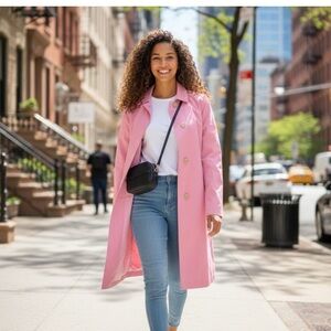 Gap Factory Pink Trench Jacket with Silver Buttons